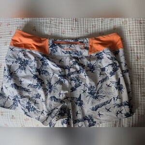 Patagonia Women's Athletic Shorts - Blue and Orange Floral